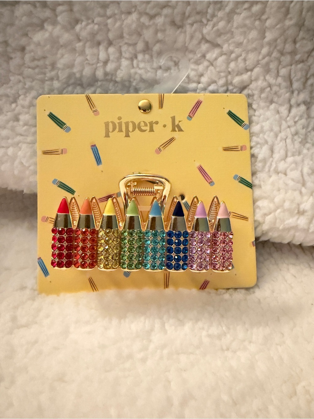 Piper K Rainbow Crystal Pencil Hair Clip - Multicolor